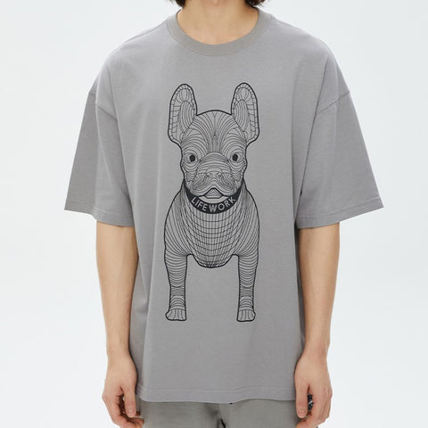 LifeWork Outline Bulldog Tee Grey