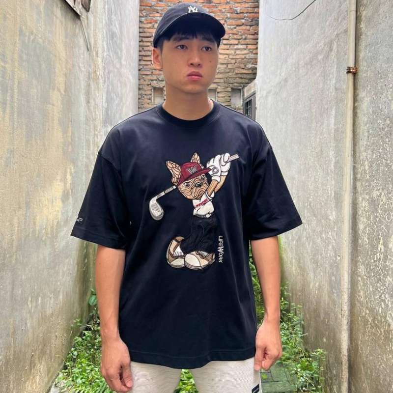 LifeWork Embroidered Golf Bulldog Tee Black LIFEWORK LIFEWORK - originalfook singapore