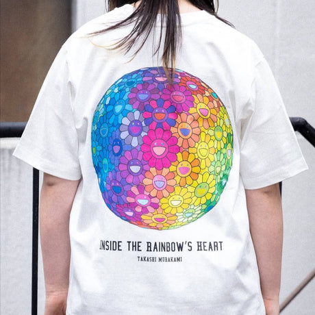 Takashi Murakami Flower Ball Rainbow Heart Tee White TAKASHI MURAKAMI TAKASHI MURAKAMI - originalfook singapore
