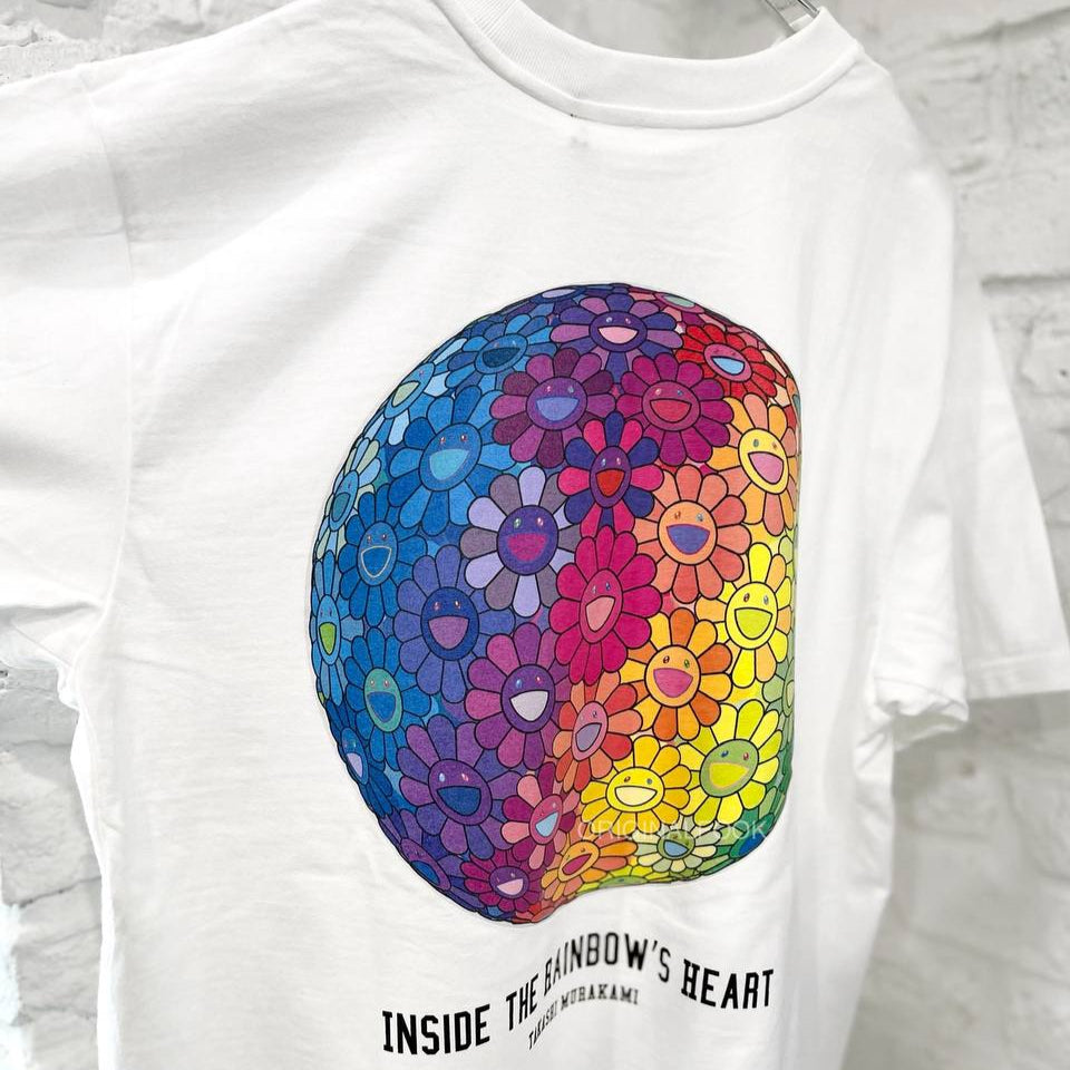 Takashi Murakami Flower Ball Rainbow Heart Tee White TAKASHI MURAKAMI TAKASHI MURAKAMI - originalfook singapore