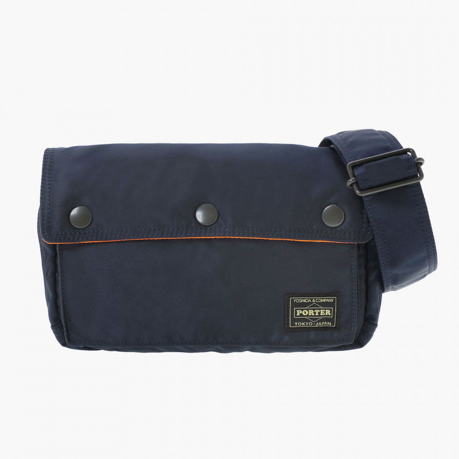 Porter Yoshida Japan Tanker Envelope Bag in navy, stylish and compact with a sleek design and durable material.
