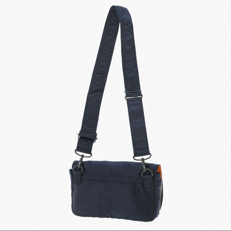 Porter Yoshida Japan Navy Tanker Envelope Bag, stylish and compact with leather details and durable fabric exterior.