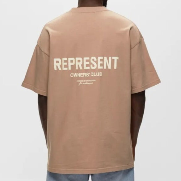 Represent Owners Club Logo Tee Beige