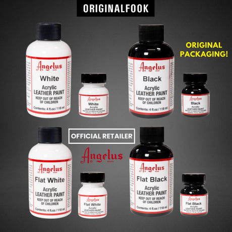 Angelus Acrylic Leather Paint Black / White / Flat Black / Flat White ANGELUS ANGELUS - originalfook singapore
