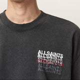 Allsaints Graphene Logo T-shirt in washed black showcasing a minimalist design and the brand’s logo on the front.