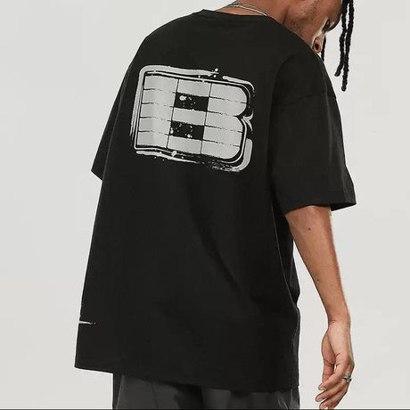 Boneless logo print men's black t-shirt made of soft fabric, featuring a sleek logo design on the front.