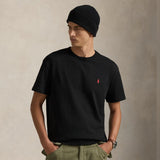 Black Polo Ralph Lauren classic fit heavyweight short sleeve tee, displayed flat with visible round neckline and short sleeves.