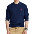 Navy Polo Ralph Lauren Classic Fit Heavyweight Long Sleeve Tee, men's casual apparel, front view showing soft fabric and fit