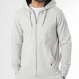 Gray Marl Polo Ralph Lauren fleece zip hoodie with front pockets and ribbed cuffs, casual and comfortable for everyday wear.
