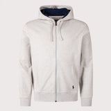 Polo Ralph Lauren grey marl fleece zip hoodie, casual apparel with a front zipper and soft fleece material.