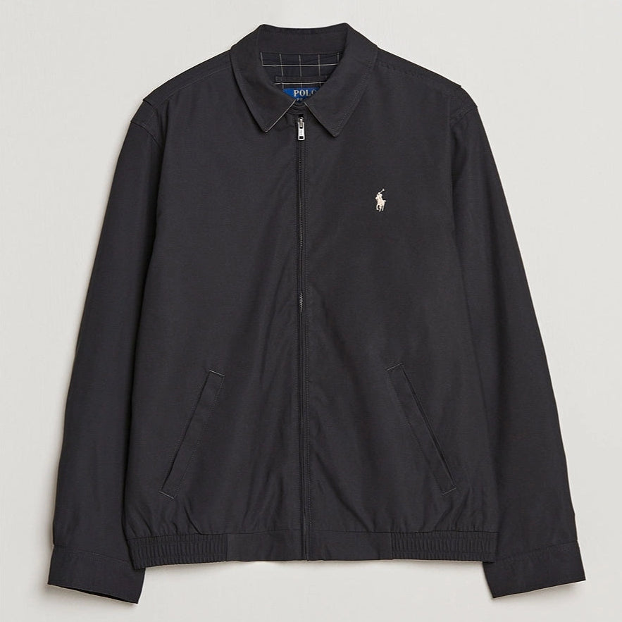 Black Polo Ralph Lauren Bi-Swing Harrington Jacket, men's casual outerwear with classic style and front pockets.