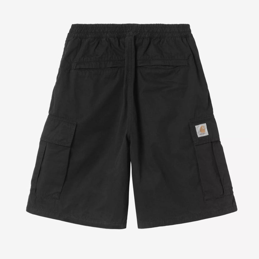 Black Carhartt WIP Mandler Cargo Shorts with multiple pockets and durable fabric, displayed on a plain background.