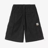 Black Carhartt WIP Mandler Cargo Shorts with multiple pockets and durable fabric, displayed on a plain background.