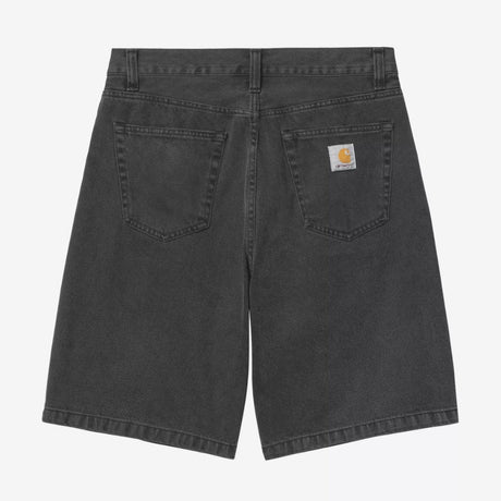 Black Carhartt WIP Landon Loose Denim Shorts with stone wash finish, casual fit, and rugged denim fabric.