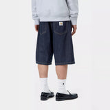 Blue Carhartt WIP Landon Loose Denim Shorts with a rinsed finish, casual fit, and classic denim texture.