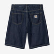 Carhartt WIP Landon loose fit denim shorts in blue rinsed color, casual apparel with a relaxed fit for everyday wear.