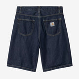Carhartt WIP Landon loose fit denim shorts in blue rinsed color, casual apparel with a relaxed fit for everyday wear.