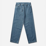 Carhartt WIP Landon Jeans in blue with a heavy stone wash finish, front view