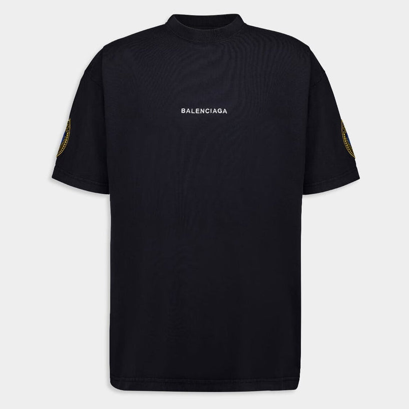 Balenciaga Faded Black Uniform Merch Oversized Fit Tee Black - ORIGINALFOOK