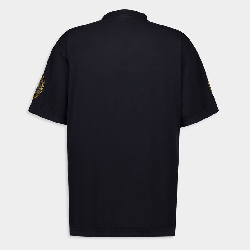 Balenciaga Faded Black Uniform Merch Oversized Fit Tee Black - ORIGINALFOOK