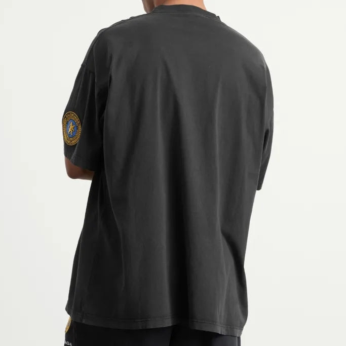Balenciaga Faded Black Uniform Merch Oversized Fit Tee Black - ORIGINALFOOK