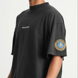 Balenciaga Faded Black Uniform Merch Oversized Fit Tee Black - ORIGINALFOOK