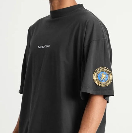 Balenciaga Faded Black Uniform Merch Oversized Fit Tee Black - ORIGINALFOOK