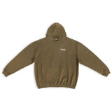 Balenciaga political campaign embroidery large fit khaki hoodie, casual streetwear with bold design and relaxed fit.