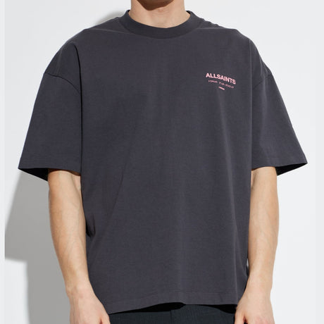 AllSaints Underground Logo Tee Washed Black Pink - ORIGINALFOOK