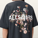 AllSaints Valen Tee in washed black, casual men's apparel featuring a relaxed fit and soft fabric, displayed on a plain background.
