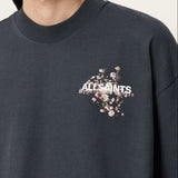 AllSaints Valen Tee in washed black, showcasing a casual short-sleeve men's T-shirt with a relaxed fit and soft fabric.