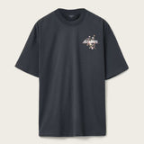 AllSaints Valen Tee in washed black, casual men's apparel with a relaxed fit and soft fabric, displayed on a plain background.