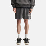Represent Script Sweat Shorts in vintage black, featuring a relaxed fit and stylish script logo on soft cotton fabric.
