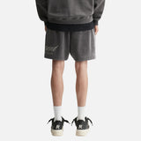 Represent Script Sweat Shorts in vintage black, featuring a casual fit and script logo design, perfect for comfortable streetwear.