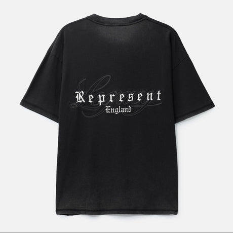 Black Represent Legacy Overprint T-shirt featuring graphic design on the front, casual fit, and branded details.