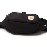 Black Carhartt Classic Waist Bag with adjustable strap and multiple compartments, designed for convenient carrying.