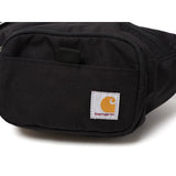 Black Carhartt Classic Waist Bag with adjustable strap and multiple compartments for convenient carrying.