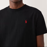 Black Polo Ralph Lauren classic fit heavyweight short sleeve tee, casual top with crew neck and soft cotton fabric.