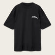 Black AllSaints Descent Embroidered Logo Tee featuring a crew neck, short sleeves, and embroidered logo on the front.