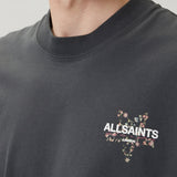 Black AllSaints Pentacle Floral Tee featuring a printed floral design on soft fabric, casual and stylish for everyday wear.