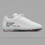White Nike Virgil Abloh Archive Cryoshot Zoom M9 shoes with sleek design and modern details, showcased on a plain background.