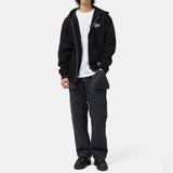 Black Neighborhood Staple Zip Hoodie, casual apparel with front zipper and hood, displayed on a plain background.