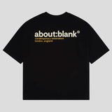Black AboutBlank Collection Tee from ABOUT:BLANK displayed on a square image, showcasing a casual, stylish T-shirt.