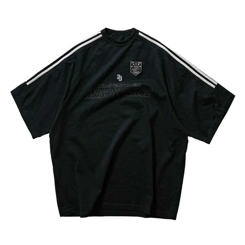 Black MasonPrince Millennium OV Raglan Tee with contrasting sleeves, casual fit, and branded logo on the front.