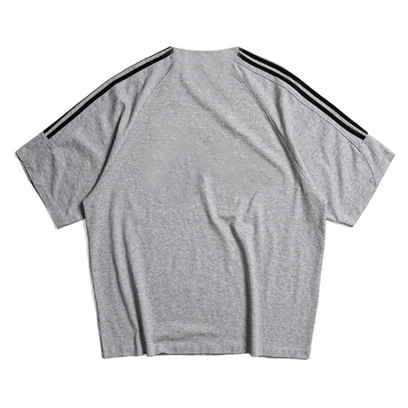 Grey MasonPrince Millennium OV Raglan Tee, casual apparel with contrasting sleeves and MASONPRINCE branding, displayed flat.