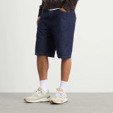 Carhartt WIP Landon loose fit denim shorts in blue rinse, casual men's apparel with distressed details and belt loops.