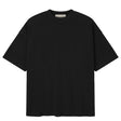 Fear of God Essentials Pique Signature 90s Tee in black, casual men's apparel with a classic fit and bold brand logo.