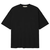 Fear of God Essentials Pique Signature 90s Tee in black, casual men's apparel with a classic fit and bold brand logo.