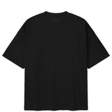 Fear of God Essentials Pique Signature 90s Tee in black, front view showing classic crew neckline and minimal branding.