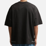 Mastermind Japan X MOONRAKERS skull graphic front T-shirt, boxy fit, casual apparel, black and white design.